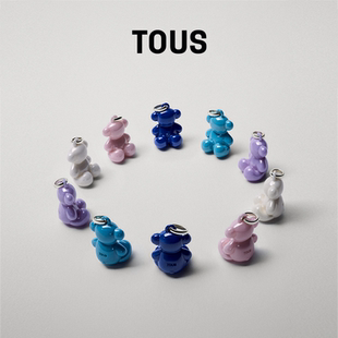 桃丝熊Bold TOUS Bear系列925银白色粉色陶瓷小熊吊坠女 新品