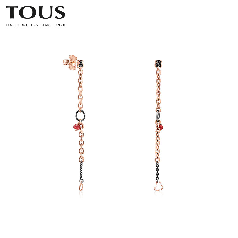 TOUS/桃丝熊新款尖晶石银镀玫瑰金小熊甜心长耳线女在类目 饰品/流行首饰/时尚饰品新, 耳饰, 耳线中 - 来自Buy2taobao.com提供专业的淘宝代购服务