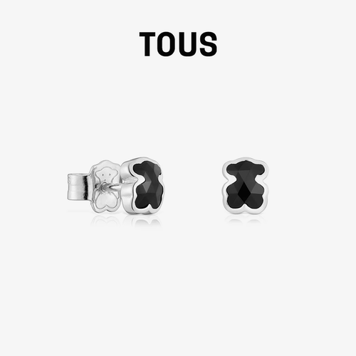 【新品】TOUS桃丝熊Icon Color系列925银黑玛瑙小熊耳钉生日礼物