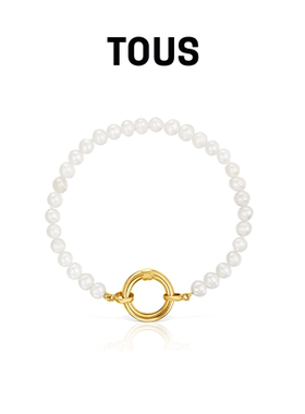 【新品】TOUS/桃丝熊HOLD系列925银镀金圆环珍珠手链