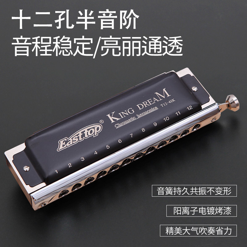 easttop东方鼎梦想者半音阶口琴12孔48音初学者高级专业成人演奏