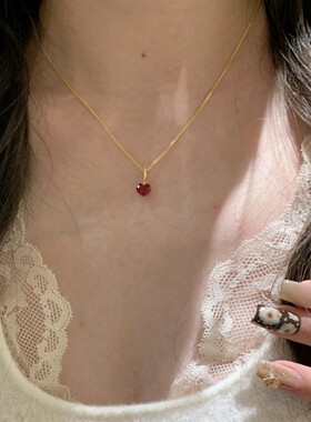 新款红樱桃爱心项链女锁骨链高级感轻奢小众设计简约百搭一件代发