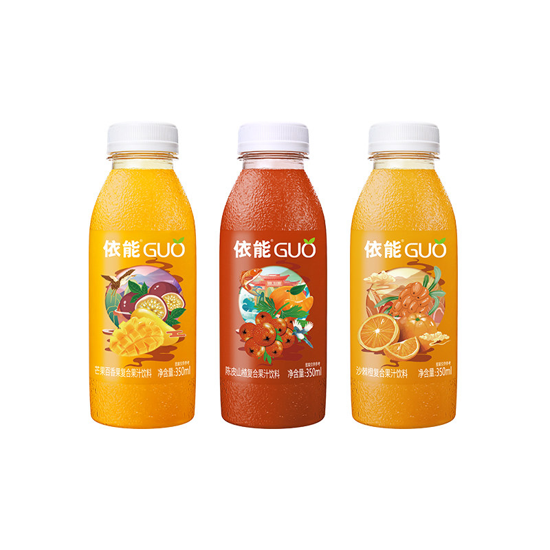 依能芒果汁百香果饮品果味饮料350ml*15瓶装整箱批发包邮
