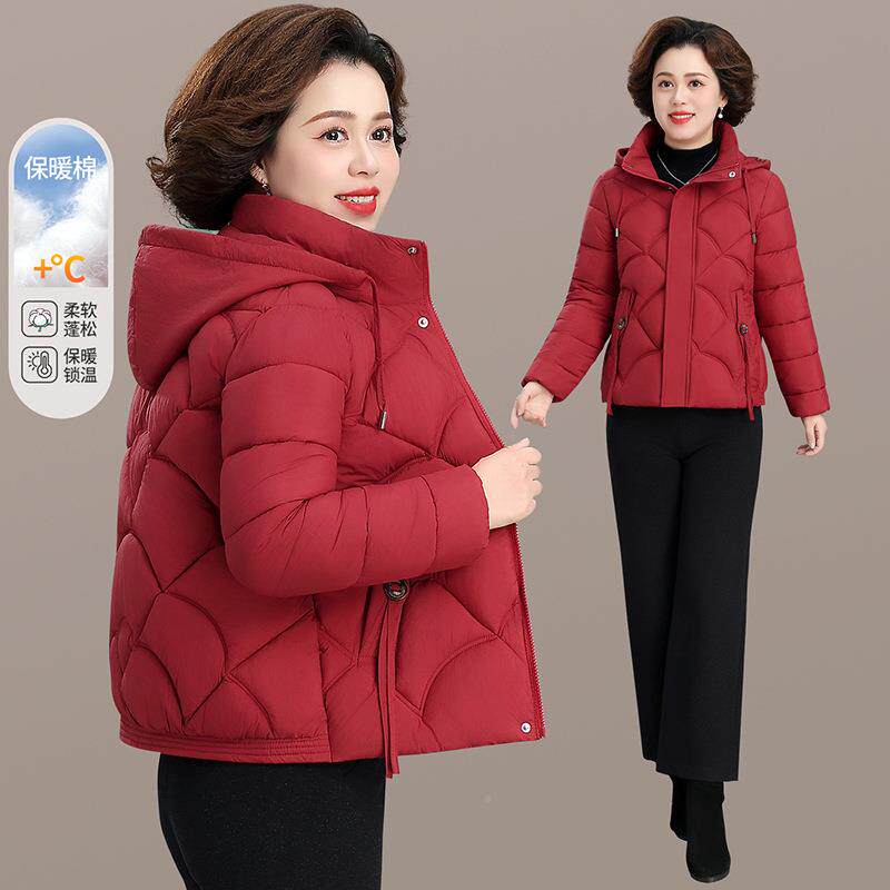 中年妈妈冬装袄加绒棉服短款阔太太冬季加厚棉中老84-1908年风棉
