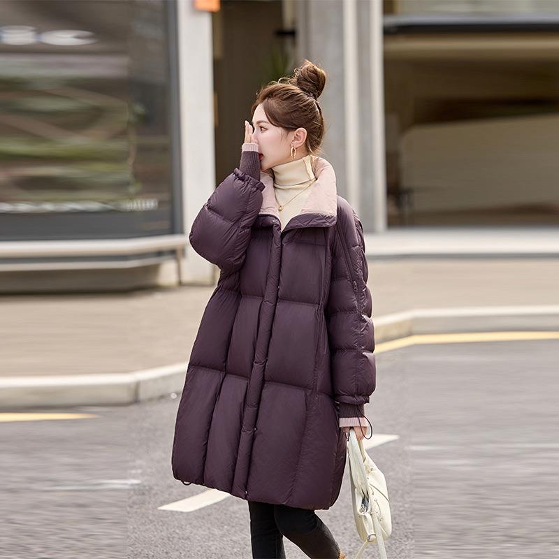 季女YE6321-1式羽绒服冬新款女0装立领洋气百搭9白鸭绒保尚暖时外