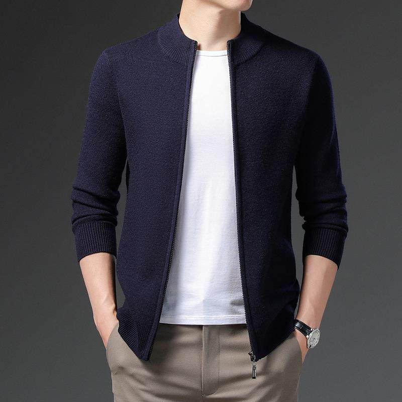 品牌秋冬季中年士羊衫毛加立领保男暖爸爸装时厚尚打5787-MU底山