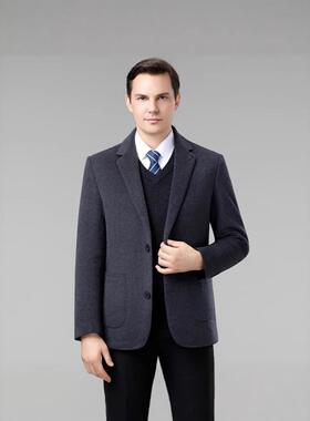 冬季男双面呢西式服A2508-KL中年时加厚百搭青羊毛呢潮流尚保暖外