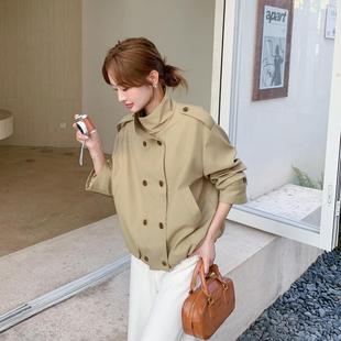 97设计装 卡其色短款 新韩系B128A 衣女2025秋季 感小个子松休 宽风款