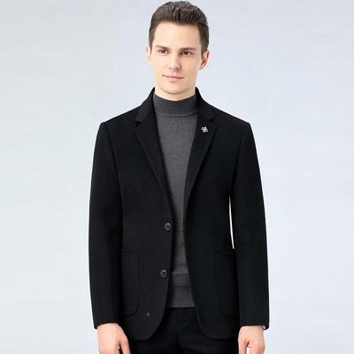 套男士毛呢衣短大款双面羊毛呢子外修身韩版中62268-C秋年休闲西