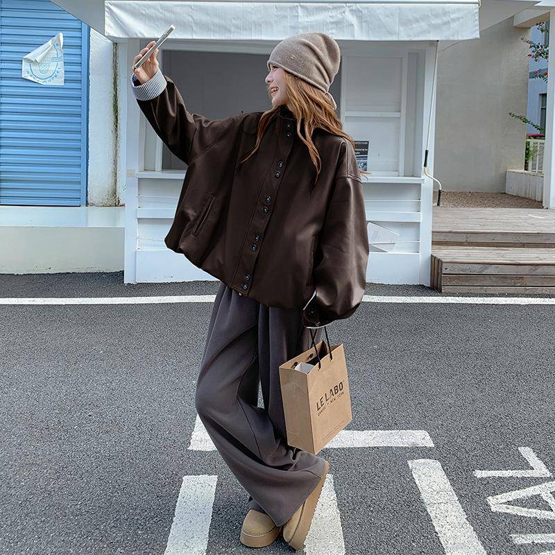 米白色时尚洋气闲工装风外女秋休季瘦2025年新款C105-Q51百套搭宽