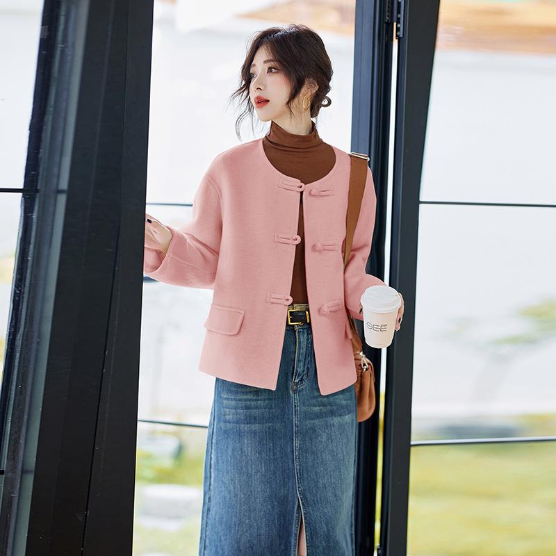 024SL9602新款双面羊毛S呢短大2衣女高级子感国风盘扣小个百搭外