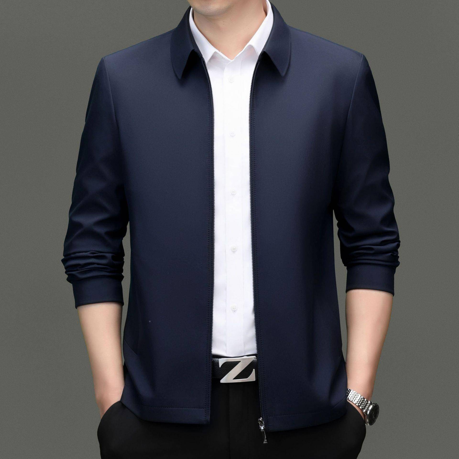 20年25春秋新套茄克中男2101-NN士商务休闲翻领上衣夹克衫男装爆