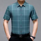 T上男士 225 袖 衬衫 子商务无痕免烫衬衣爸爸 夏短季 中青年格装 新款