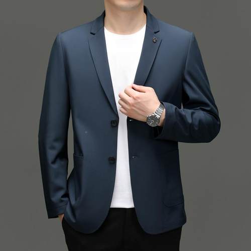 青闲单休西服男春秋季薄款免烫297-F时尚单西上衣韩版中年西装外