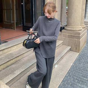 色西马甲套装灰女春秋穿搭2025新装款设计感盐阔系气质腿裤C175-5