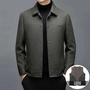 专柜正装 夹保暖羽绒男外 品双休面呢羊毛大8961QY克衣男秋冬闲男式