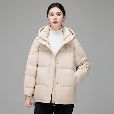 连帽短款羽绒服女款冬上装2024新舒适内里811-DD锁风温防寒防外套