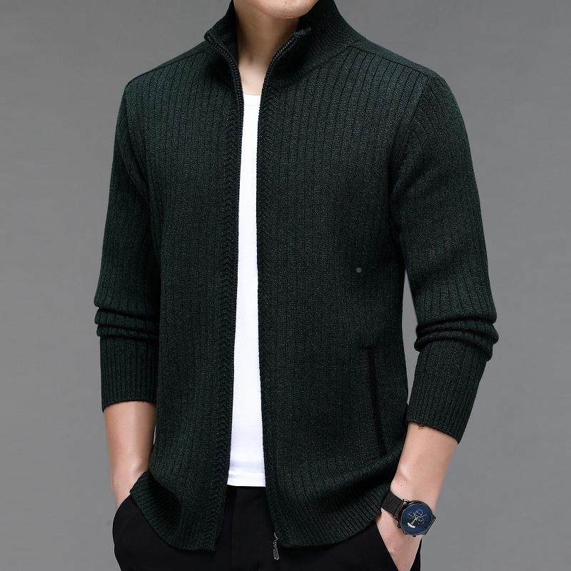 209521-KK2穿3中秋冬季羊绒外开衫针织毛衣年男士套加厚开衫百搭