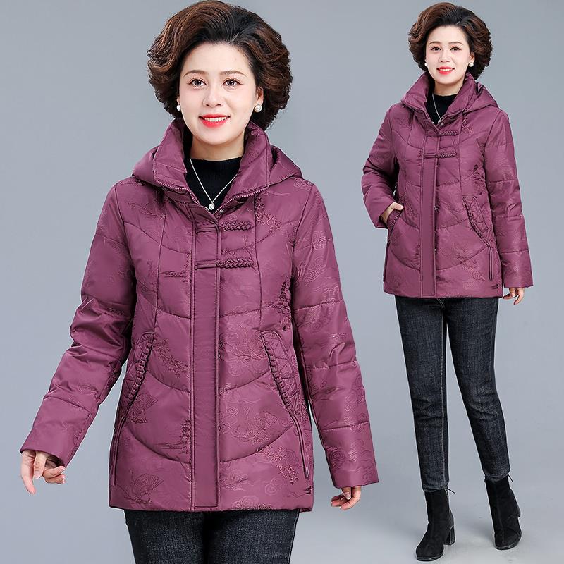 中妈妈冬季长款羽绒服新款中中老84259660年女装秋冬款加厚帽子年