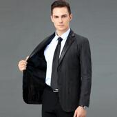 装 皮衣式 西领皮外套中年商务休闲绵羊皮条纹男单 KJ男士 春秋2227