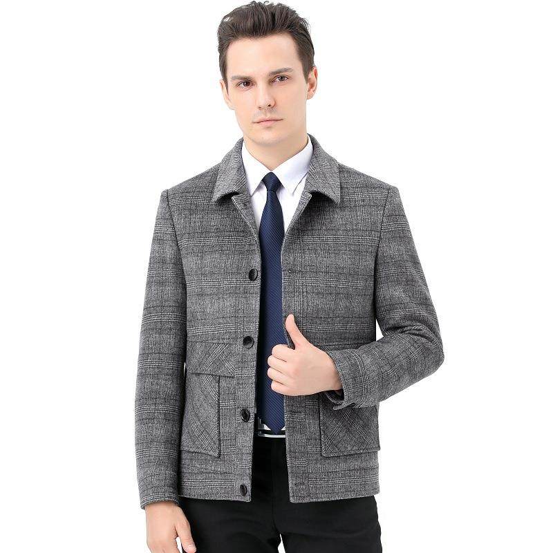 2025冬季双呢面尼大毛衣羊子外套短款3A63-PP中年男羊绒F男翻领夹