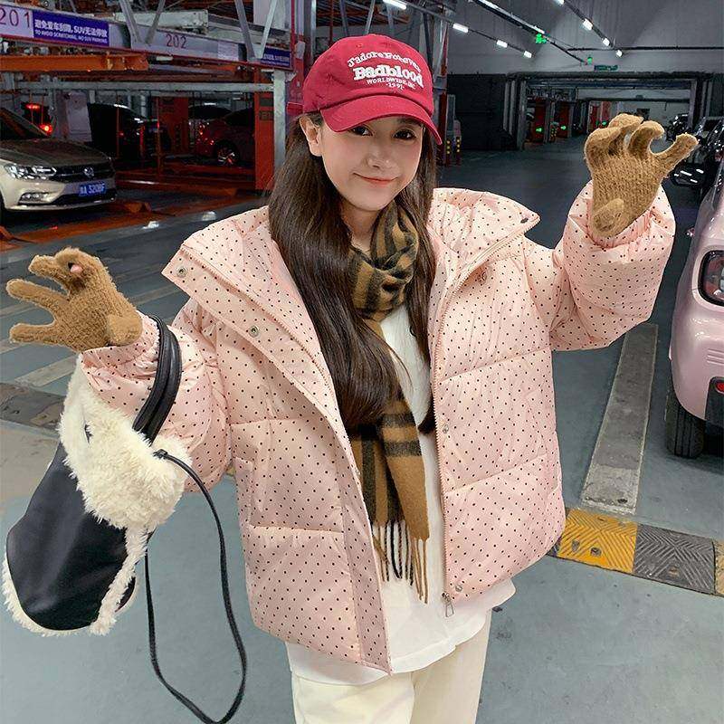 品牌正品季羽绒棉服松女冬新款感宽连帽69-77洋气百搭棉袄松弛外