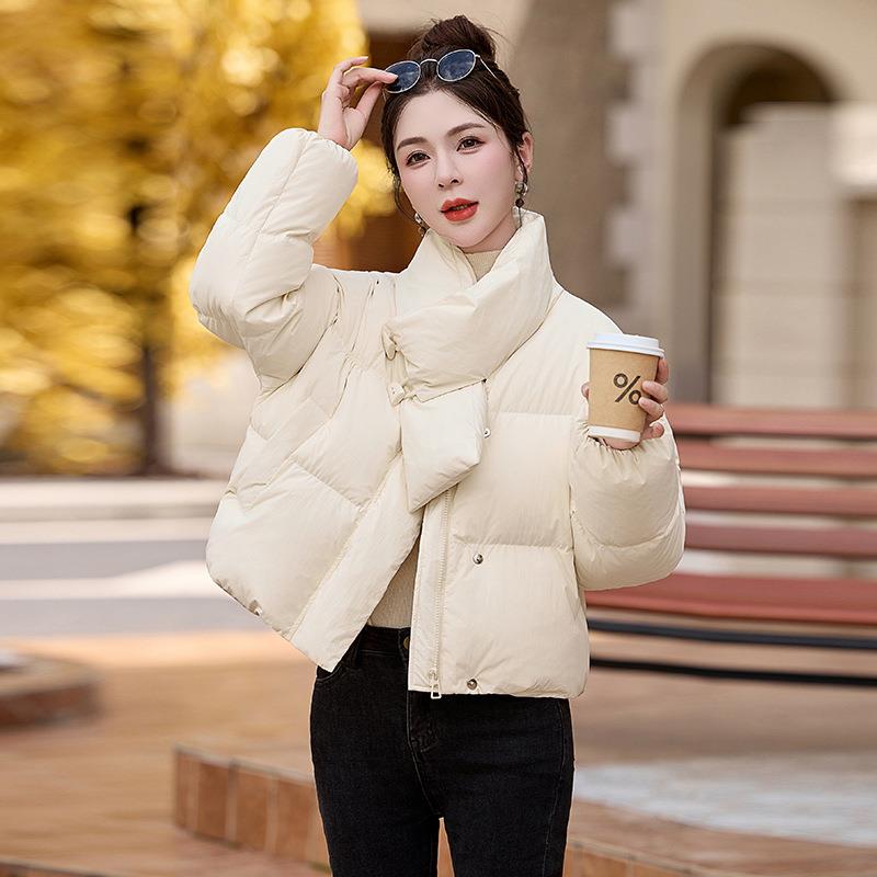 女式羽服冬HE99815-季新款围绒套巾款牛角扣短款E白鸭绒时尚保暖