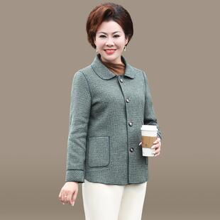 短中年妈妈春款装外套款洋气新中老上年女毛呢子正反761494两面穿