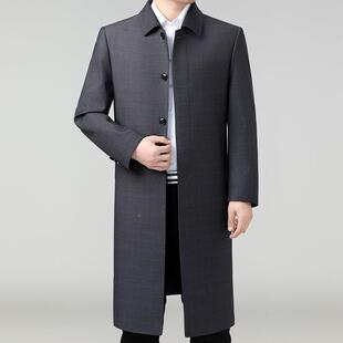 务休闲翻领毛料商毛大衣中老年爸爸装 男士 ZZ风衣秋季 羊8509 长款