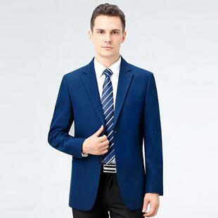 中年西服男休闲秋季 5153男年外单套西上衣爸 宽老松纯色中休闲西装