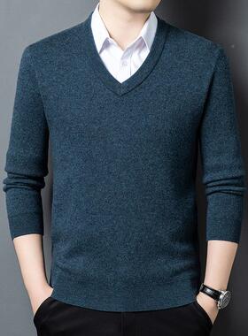 冬针季新衣款中年男士领厚款毛尚时百搭休闲爸爸520165-Y装羊毛织