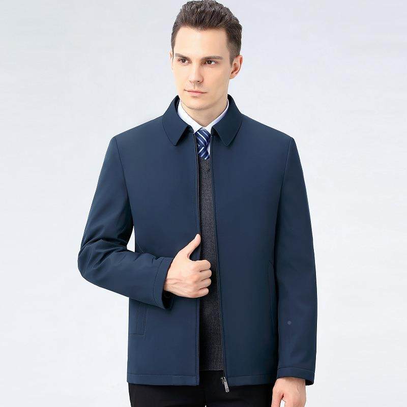 季新中年男士羽绒服翻白领8227-F可卸内胆鸭绒保暖冬休闲夹款克外