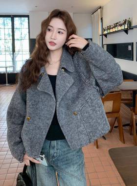 设计感面呢大衣款松2025新女款秋冬季宽时尚羊毛呢外双套LSLS9655
