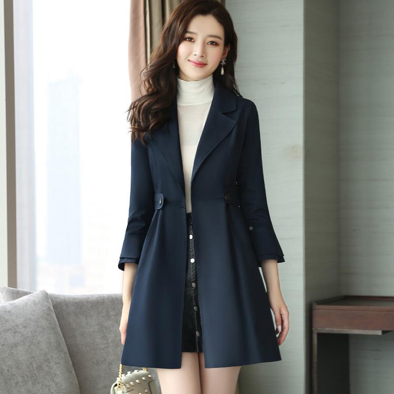 春秋新款中风长款衣女女韩版装外套时尚休SW3668闲女式6风衣 SW36