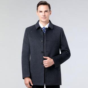 秋冬中年男士 NN胆脱外套男翻羊毛呢子领 双面内呢大衣可羽绒2606