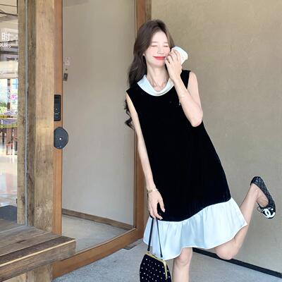 夏季新女装闲减龄丝YF9887-0绒无袖款裙连衣洋气淑女风休背心裙