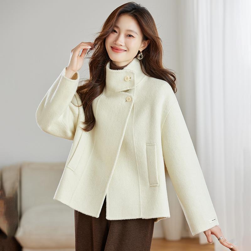 双面羊毛大衣女H秋冬韩新款版立HE8831领洋气小个子气质毛呢外套