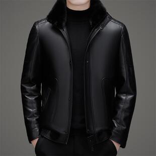 毛领高羽绒内胆男士 新款 皮外夹 BB真皮皮衣秋冬季 档绵羊皮爸2606