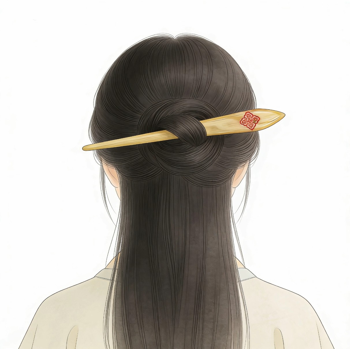 轻奢简约高贵羊角宝象花发簪如梦令朱砂汉服古风清冷高级盘发饰钗