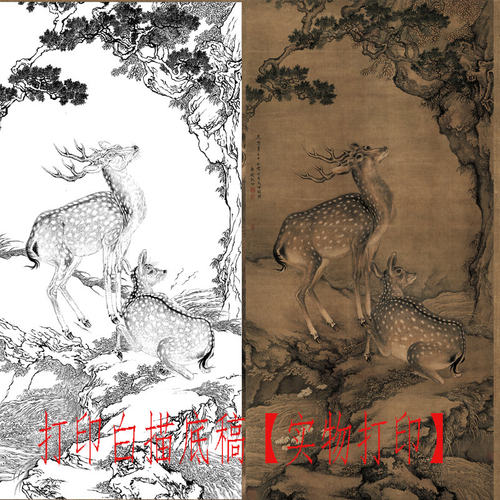 初学者临摹白描底稿工笔画