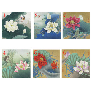 工笔画打印白描底稿6幅可单选斗方荷花图初学者临摹练习线稿上色