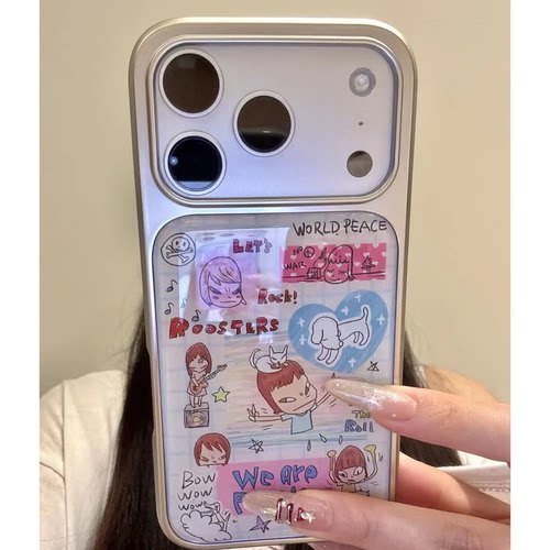 蓝格纹奈良美智手机壳