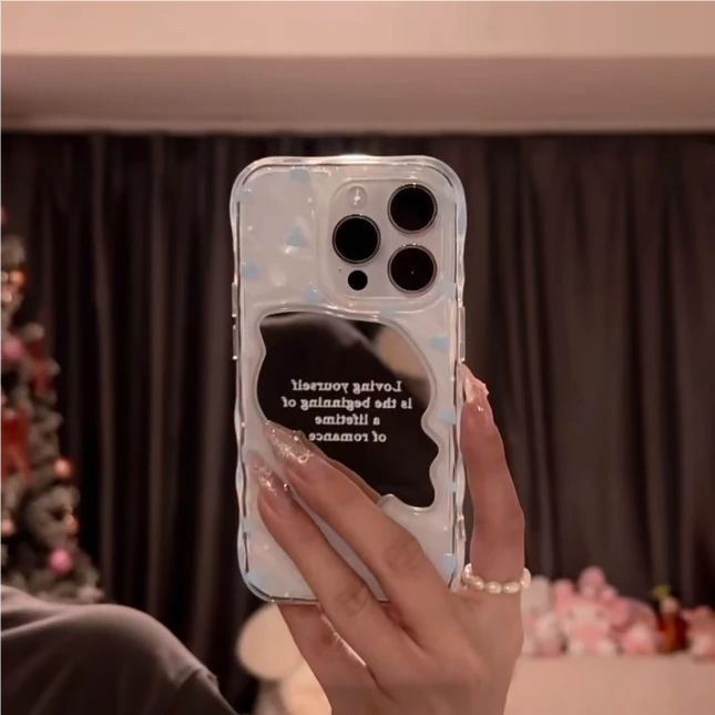 ins风不规则满屏蓝爱心镜子