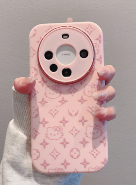粉色小猫全包手机壳适用华为mate60/50/40PRO新款荣耀100/200可爱卡通荣耀X40/50i女款vivoS17/18硅胶软壳