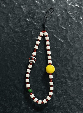 日韩ins百搭红白混色串珠小米13/14Pro手机壳ccd便携挂绳链条配件