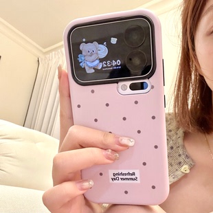 韩系粉波点适用小米17PROMAX磨砂菲林手机壳红米k90大孔Note14pro简约华为pura80小众ins风mate80荣耀500硬