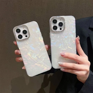 苹果15plus小众14Pro金属镜框13创意渐变12防摔11大孔软壳保护套 适用iPhone16promax轻奢风高级感手机壳个性
