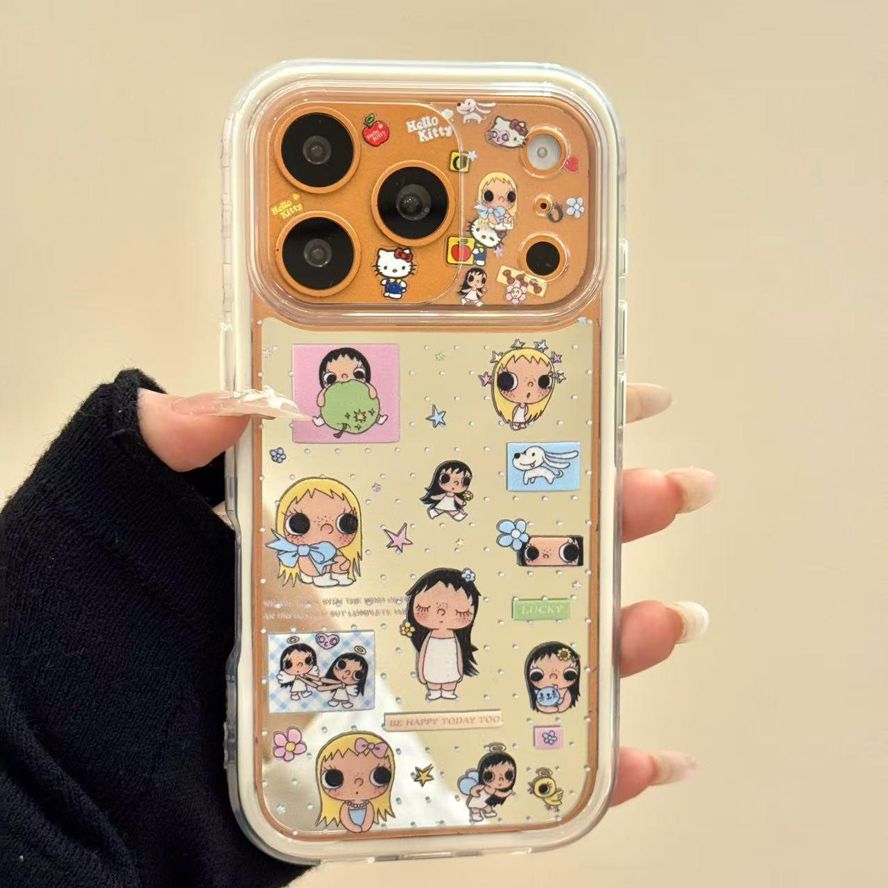 韩风ins款可爱镜面花朵黄头发小玉适用IPhone17promax手机壳苹果17Air新款16/15plus情侣小米17pro二合一软壳