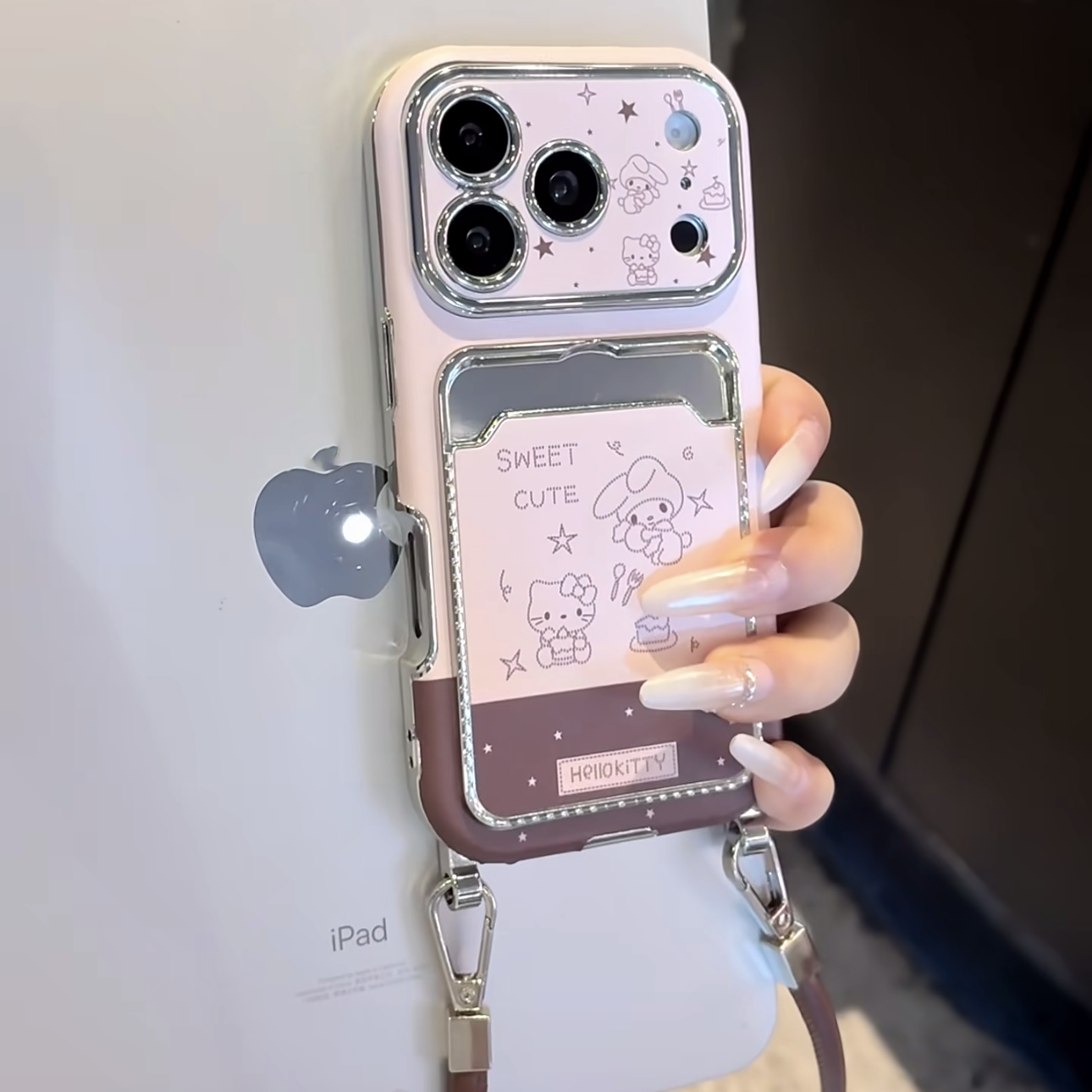 少女心粉棕美乐蒂大视窗挂绳卡包壳适用iPhone17PROMAX手机壳小众复古风苹果16PRO韩系15plus全包13保护套,3C数码配件,手机保护套/壳,淘宝优惠券,粉丝福利购,淘宝优惠卷