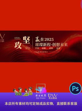 红色大气互联网企业签约仪式科技会议活动论坛主画面KV展板ps模板